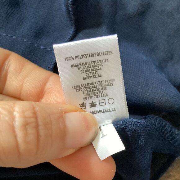 NWT Costa Blanca navy Blue sheer rhinestone collar top Sz-Small - Picture 12 of 13